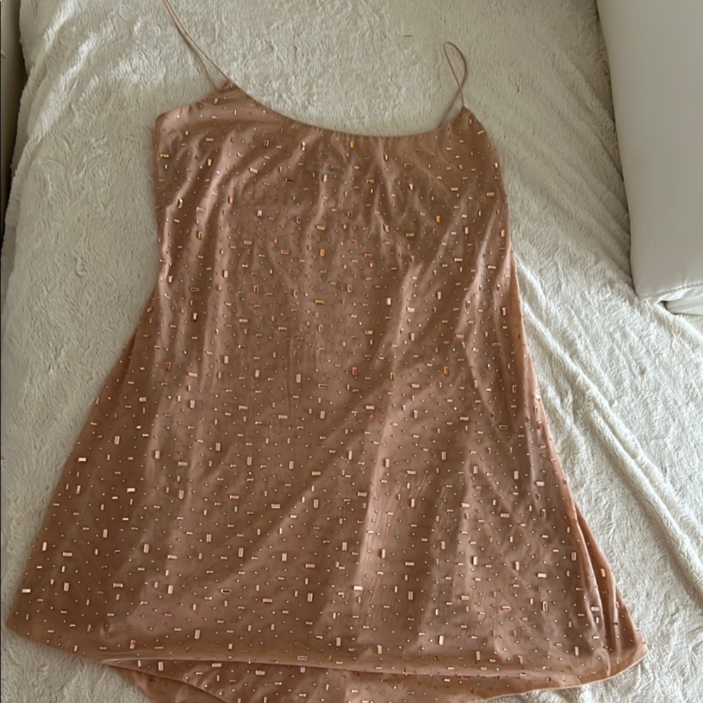 Sparkling Tan Slip Dress